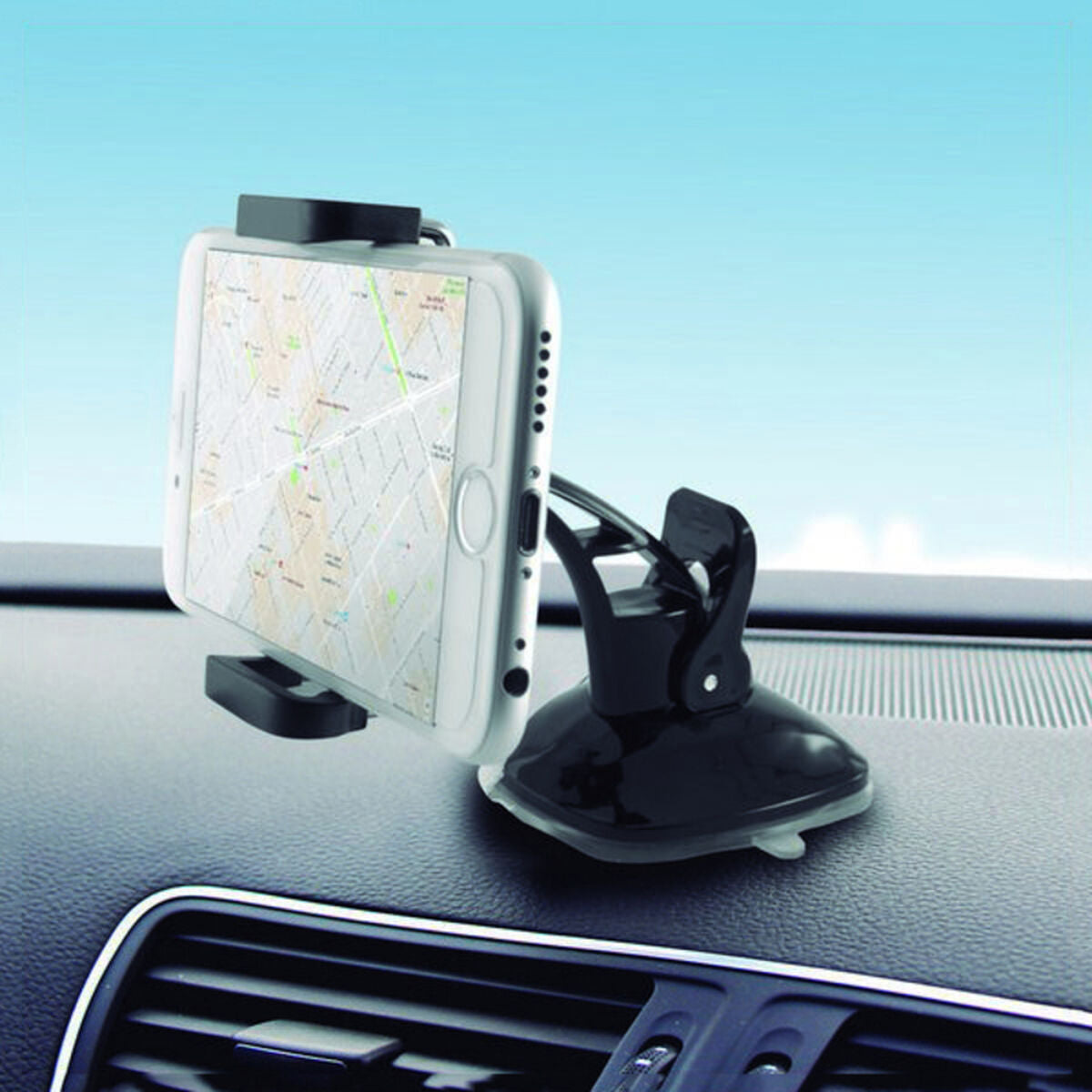 Mobile Phone Holder for Car with Suction Cup KSIX 360º Black-4