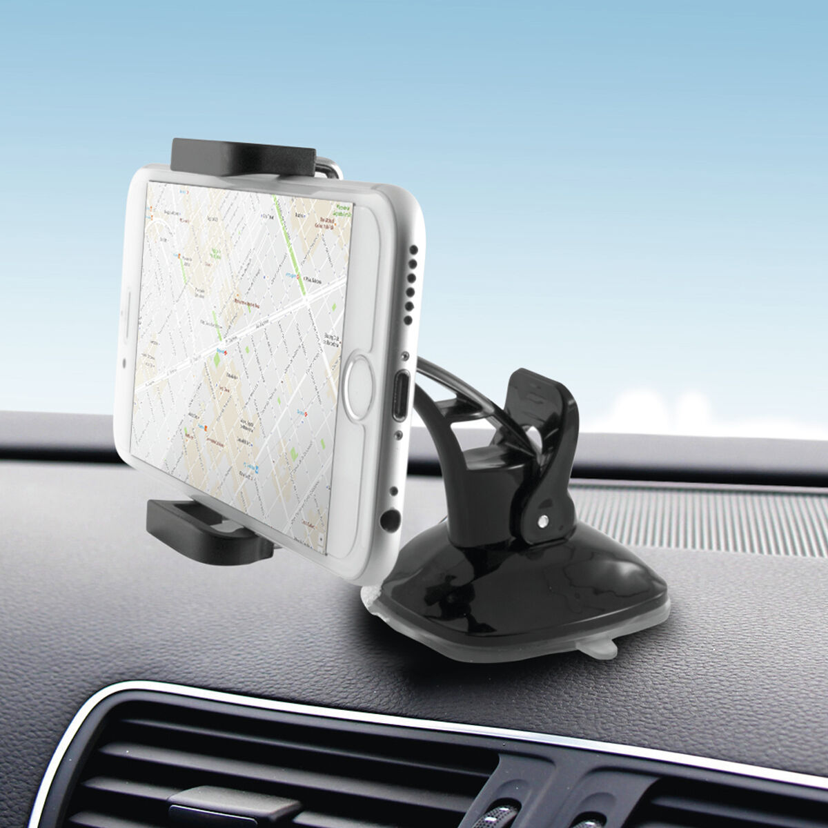 Mobile Phone Holder for Car with Suction Cup KSIX 360º Black-2
